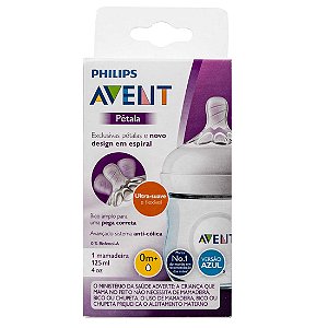 Mamadeira Avent Bico Pétala 125ml 0+ meses Azul