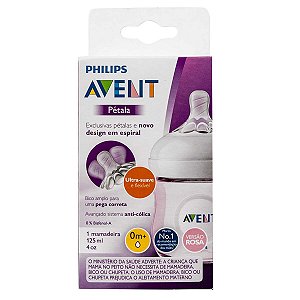 Mamadeira Avent Bico Pétala 125ml 0+ meses Rosa
