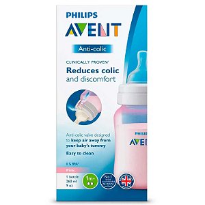 Mamadeira Avent 260ml Bico Nº 2 1+ meses Rosa