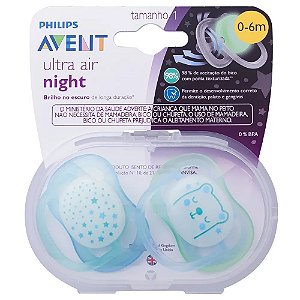 Chupeta Avent Ultra Air Nighttime Brilha No Escuro 0-6m Azul