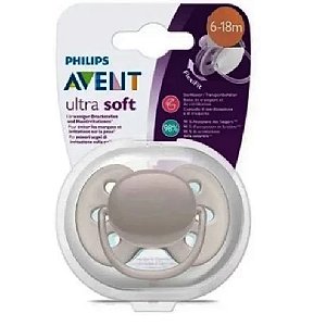 Chupeta Ultra Soft Unitária Seda Bege 6-18 Meses Avent