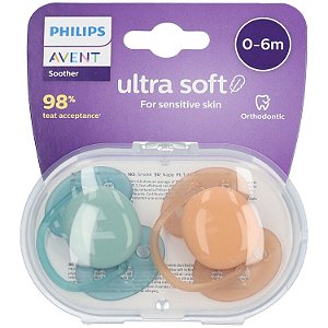 Chupeta Ultra Soft Dupla Deco Neutra 0-6 Meses Avent
