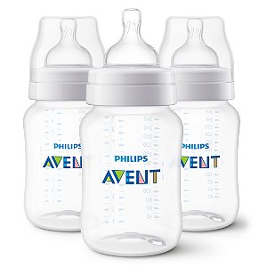 Kit Com 3 Mamadeiras Transparentes 260ml Philips Avent
