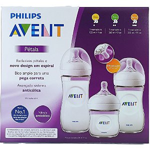 Kit Com 3 Mamadeiras Pétala 125ml 260ml 330ml Philips Avent