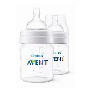 Kit Duplo Mamadeiras 125ml Avent Clássica Transparente