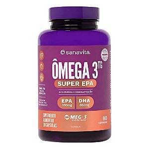 Super Epa Ômega 3 Tg Selo Meg 3 + Dha + Vitamina E Sanavita