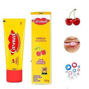 Gel Dental Carmed Cereja Flúor Anticáries Pasta De Dente 70g