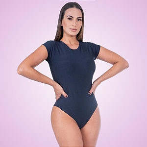 Body Feminino Manga Curta Preto