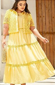 Vestido longo em viscolinho de seda