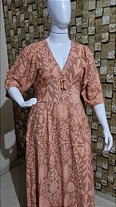 Vestido em tecido viscolinho, estilo indiano.