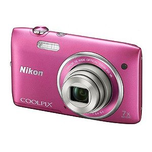 Câmera Digital Nikon Coolpix S3500, 20.1 MP, LCD 2,7´, Zoom ótico de 7x, Estabilização de Imagem VR, Filma em HD 720p, Cartão de 4GB - Rosa