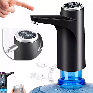 Bomba Galão De Água Recarregável Dispenser Bivolt Usb Cor Preto