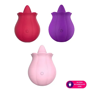 Vibrador com estimulador clitoriano em formato de língua