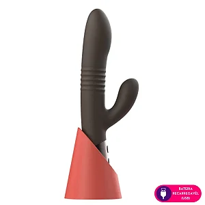 Vibrador vai e vem com estimulador clitoriano slug