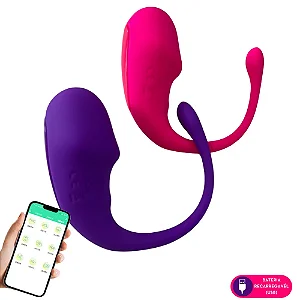 Vibrador de casal em formato de glande por aplicativo