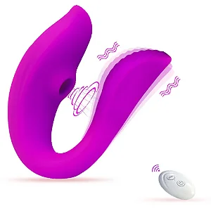 Vibrador de casal com estimulador clitoriano com controle remoto
