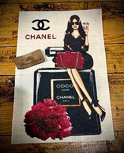 Aplique em Tecido Encerado - Perfume Coco Chanel N32  - 26x17cm