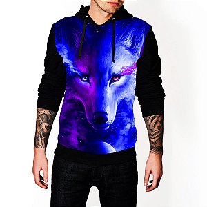 blusa de frio com estampa de lobo