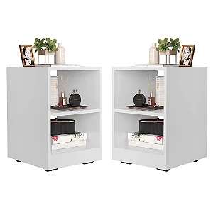 Kit 2 Mesa Cabeceira cor branca