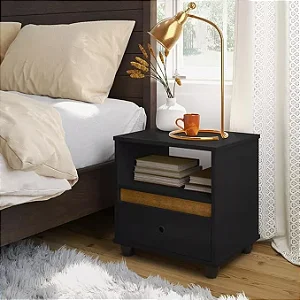 Mesa Cabeceira 1 gaveta cor preto