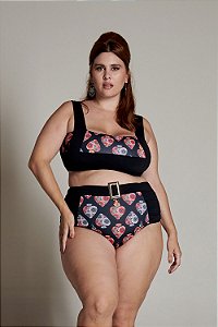 Parte de baixo com cinto recorte corações plus size