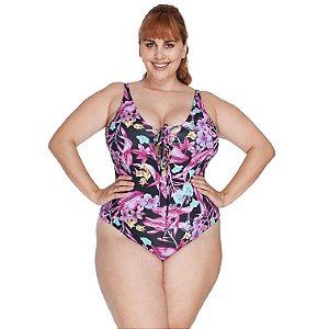 Maiô Plus Size Trançado Floral - Bambina