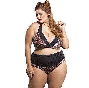 Top Biquíni Plus Size Animal Print