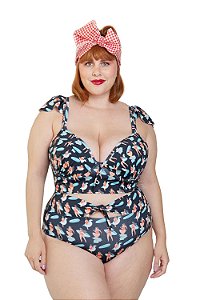 Cropped vintage plus size beach girls preto