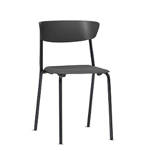 Cadeira Fixa estrutura em metal cor preto assento e encosto em plástico de alta resistência modelo Bit