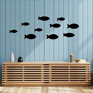 Conjunto de Peixes - Desenho Decorativo 3D relevo para parede casa quarto sala