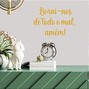Livrai-nos De Todo Mal - Frase Acrílico Espelhado Dourado Luxo Sala Quarto Escritorio