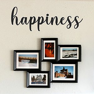 Happiness - Letreiro Decorativo em MDF relevo quarto sala casa