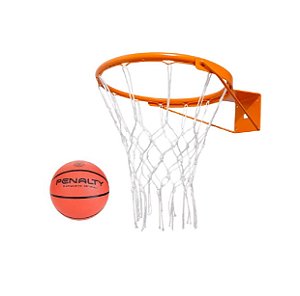 Aro de Basquete Oficial Reforçado c/ Rede e Presilhas + Bola