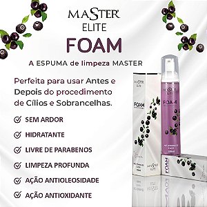 Espuma de Limpeza Cílios e Sobrancelhas Master Elite Foam Açaí 100ml