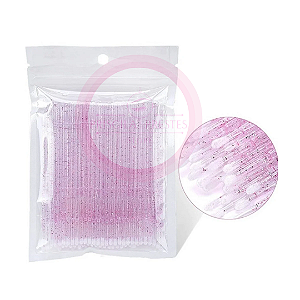 Microbrush pacote Rosa com Glitter - 50un.