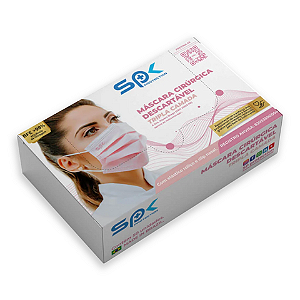 Máscara Descartável Tripla c/Elástico Rosa - SP