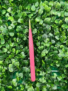 Pinça Reta Bella Moça Rosa Ponta Dourada