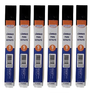 SEIS CAIXAS DE LÂMINAS ESTILETE 9MM INSULFILM ENVELOPAMENTO