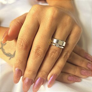 Par de aliança 6mm em Prata 925 chanfrada + Gravação (COD-79)