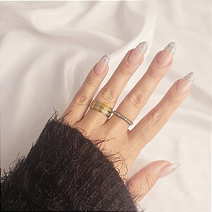 Par de aliança 8mm Banhada a ouro 18k Diamantada + Gravação (COD-102)