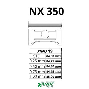 PISTAO KIT XLX 350 / NX 350 SAHARA  RIK 0,75
