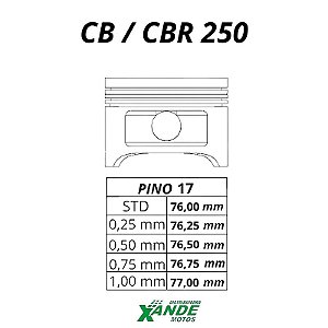 PISTAO KIT CBR 250  KMP/ RIK 1,00 - ADAPTAVEL EM CBX 250 TWISTER [4MM]
