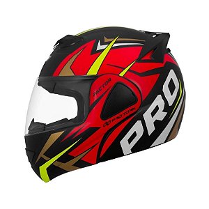 CAPACETE PRO TORK V PRO JET FACTOR PRETO BRILHO C/ VERM 60 (LEVANTA QUEIXEIRA)