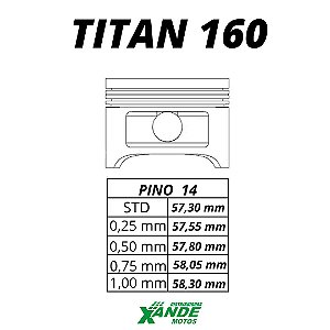 PISTAO KIT TITAN 160 / FAN 160 / BROS 160 KMP/ RIK 0,50