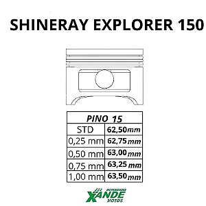 PISTAO KIT SHINERAY EXPLORER 150 / CBX 150 / NX 150  RIK  0,75