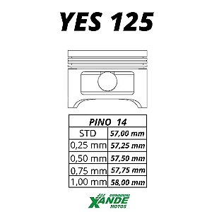 PISTAO KIT SUZUKI YES 125 TODAS/INTRUDER 125 2008 EM DIANTE KMP 0,50