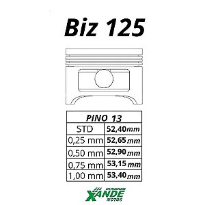 PISTAO KIT BIZ 125 ATE 2014 KMP/ RIK  STD