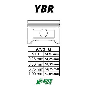 PISTAO KIT YBR / FACTOR / XTZ 125  METAL LEVE 0,50