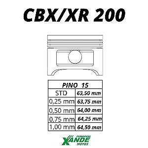 PISTAO KIT CBX 200 / XR 200  KMP 0,25