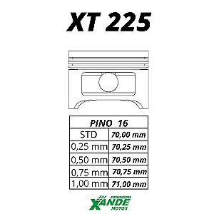PISTAO KIT TDM 225 / XT 225 / TTR 230 KMP/ RIK 0,25